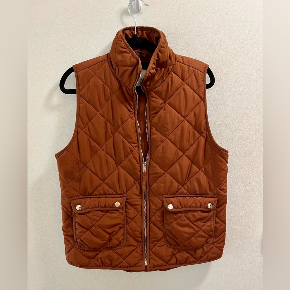 Quilted vest by Thread & Supply in rust/burnt orange